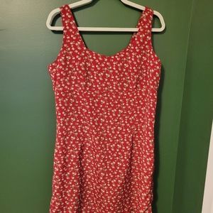 Red dress floral pattern